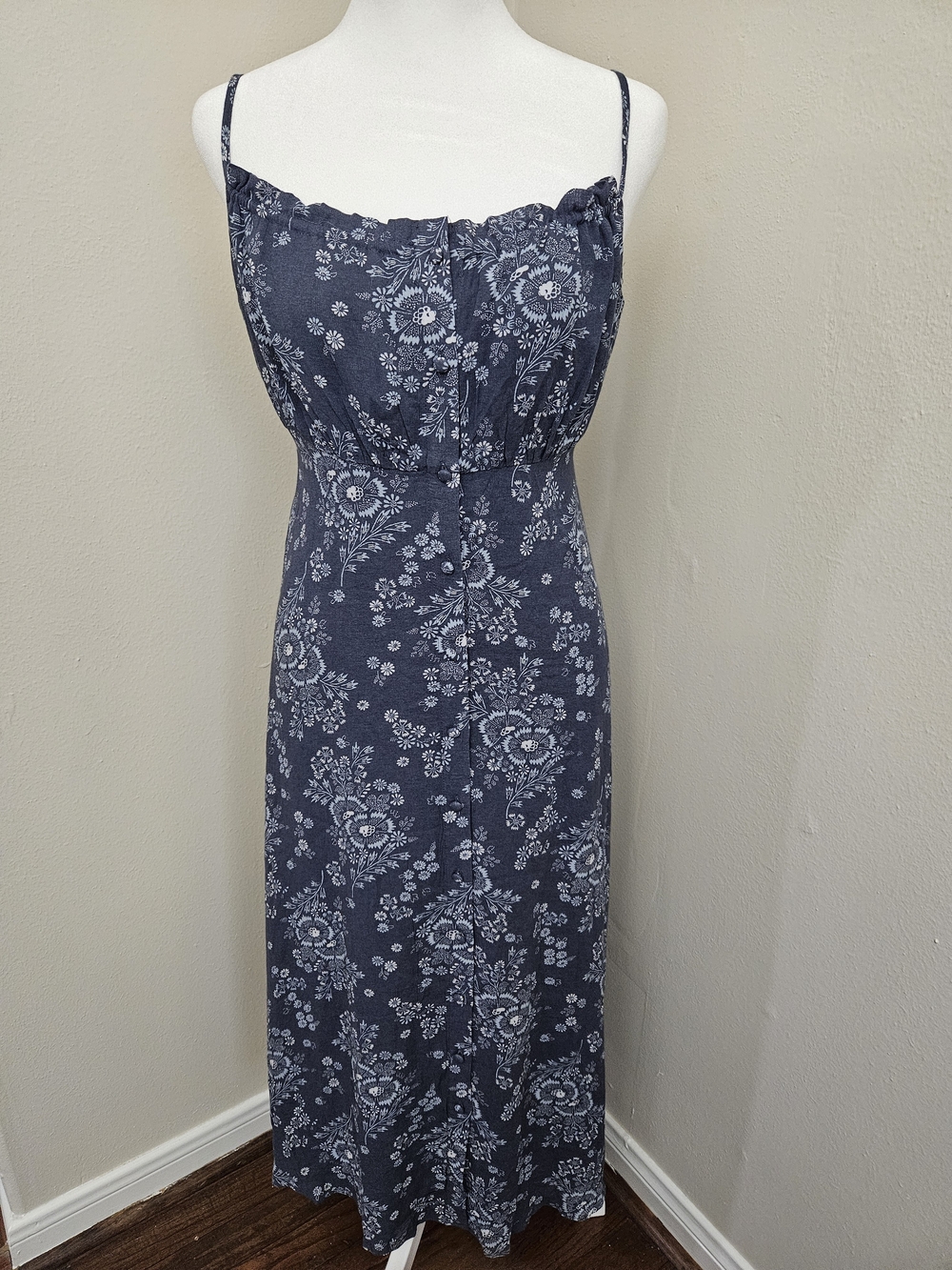 Madewell Women's Blue Archival Floral Tie-Back Button-Front Dress Size 00